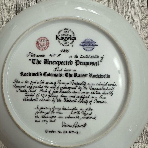 Norman Rockwell’s “The Unexpected Proposal” Collector’s Plate - Picture 5 of 7